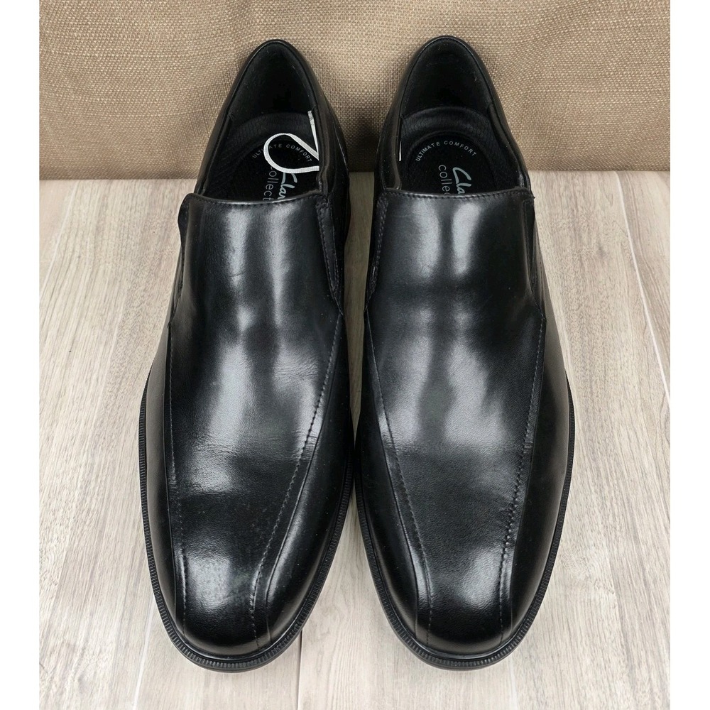 NEW Clarks Steadwell Step Black Leather Loafer Dress Shoes Men's Size 10M